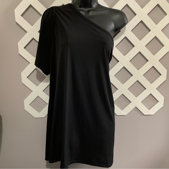 Lane Bryant Black One-Shoulder Cocktail Dress - Picture 2 of 7